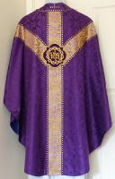 Purple Gothic Chasuble traditional, silk damask GL004 P5